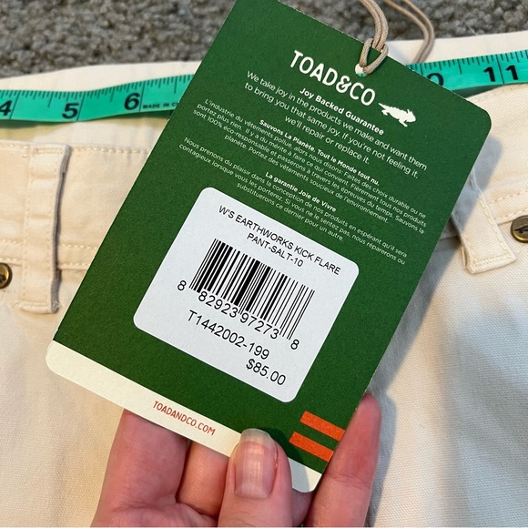Toad & Co Earthworks kick flare crop pant size 10 NWT - Picture 7 of 11
